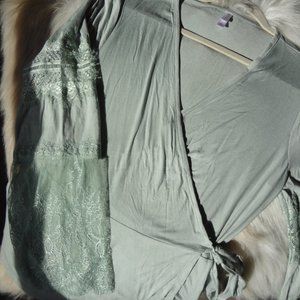 Xhilaration Boho Wrap Top with Lacey Bell Sleeves